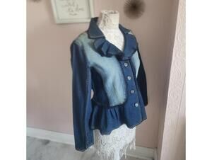 The Pyramid collection peplum denim jean jacket unique fun L